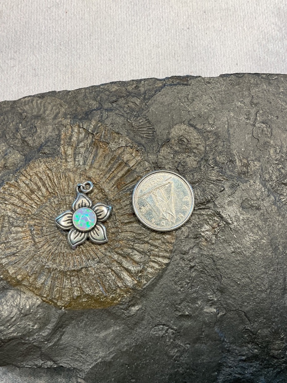 Australian opal flower pendant